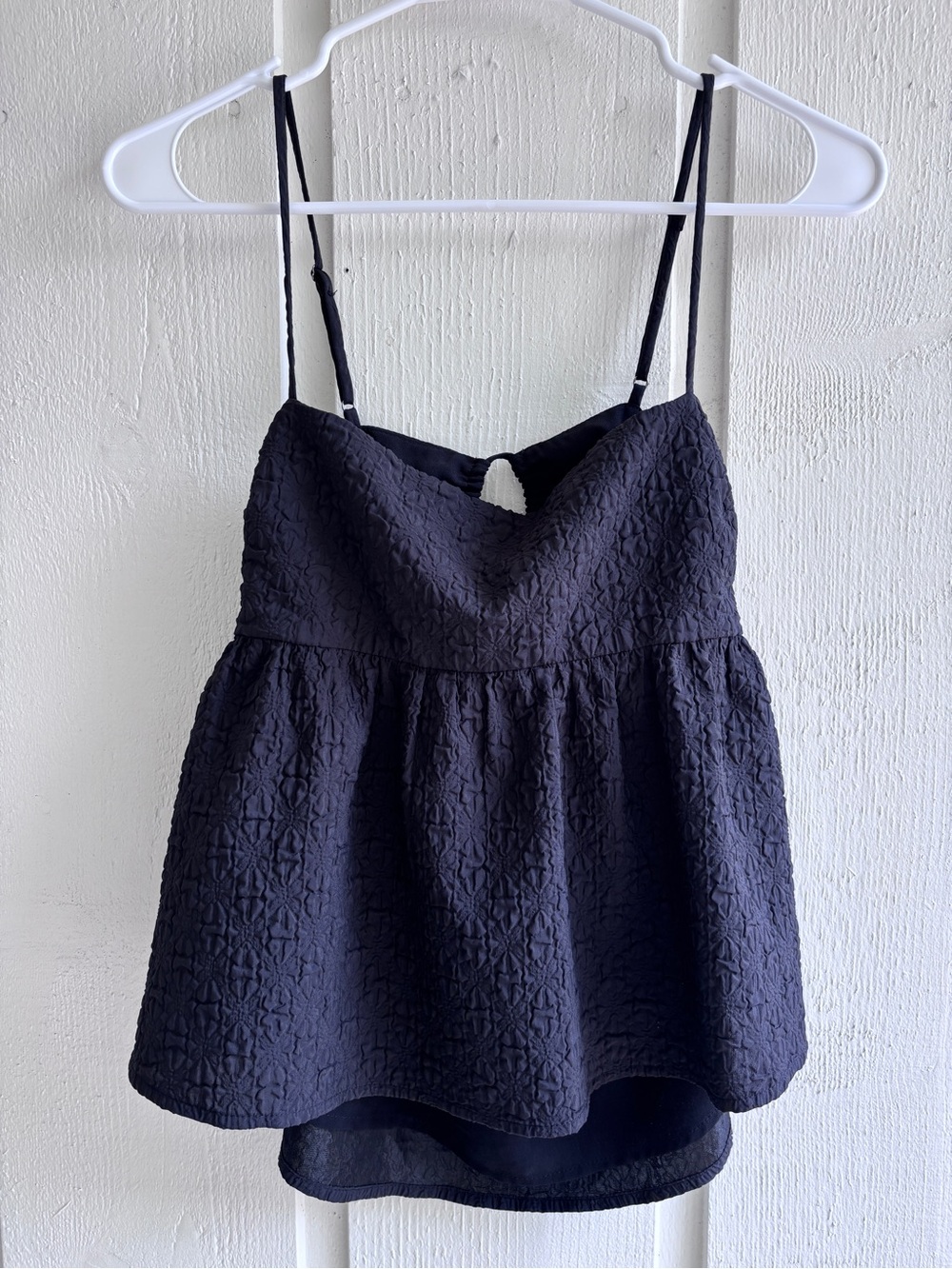 Astr Black Textured Spaghetti-Strap Peplum Camisole